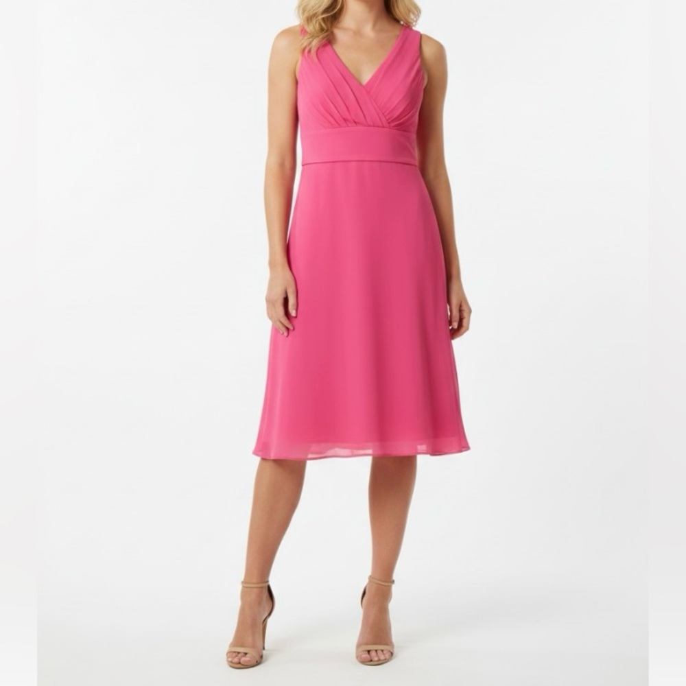 J Crew pink silk sleeveless v-neck fit & flare dress special occasion sz 8.